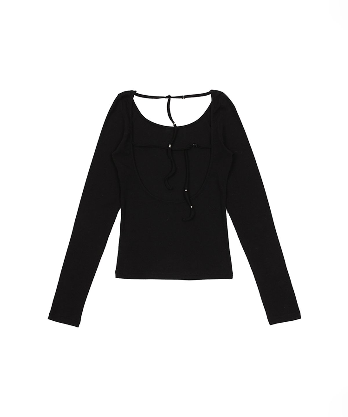 어니브(ANIV) BACKLESS BIZ STRAP T-SHIRT BLACK