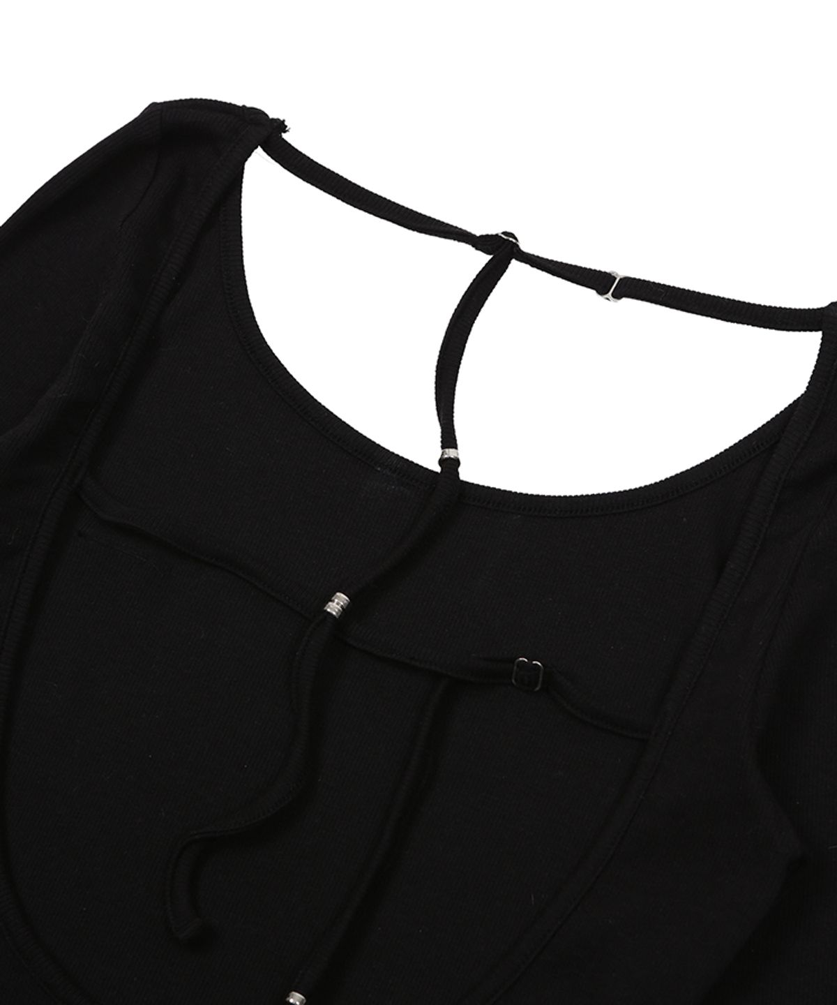 어니브(ANIV) BACKLESS BIZ STRAP T-SHIRT BLACK