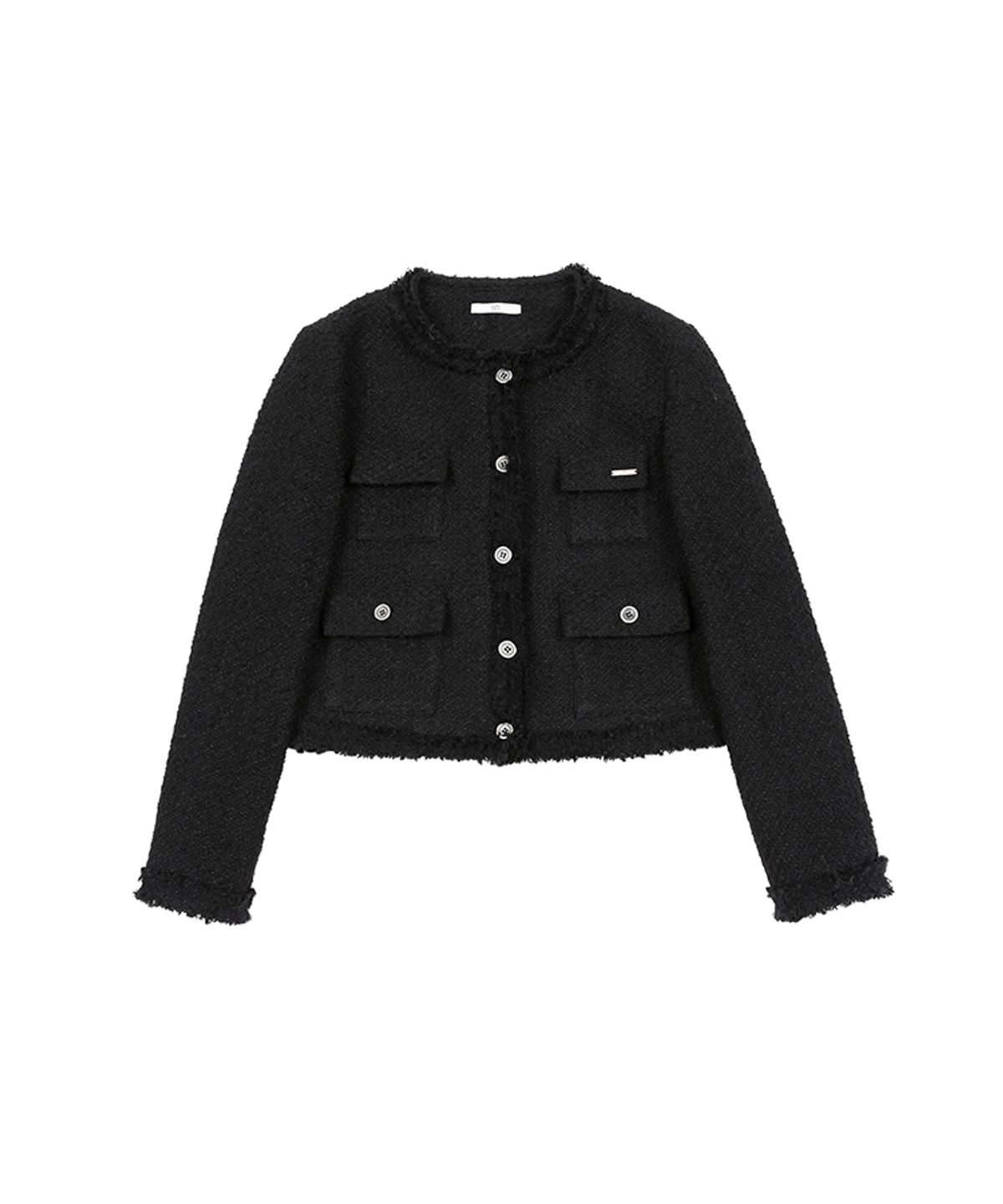 어니브(ANIV) VINTAGE BUTTON TWEED JACKET BLACK