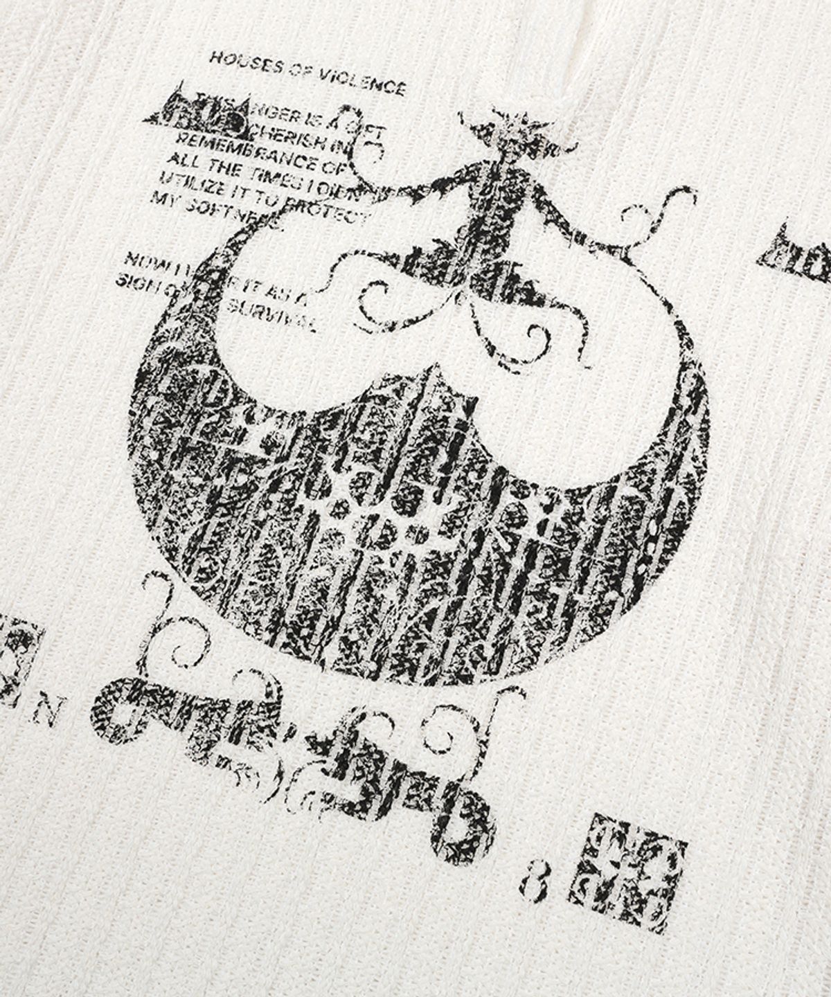어니브(ANIV) LACE KNIT GRAPHIC T-SHIRTS IVORY