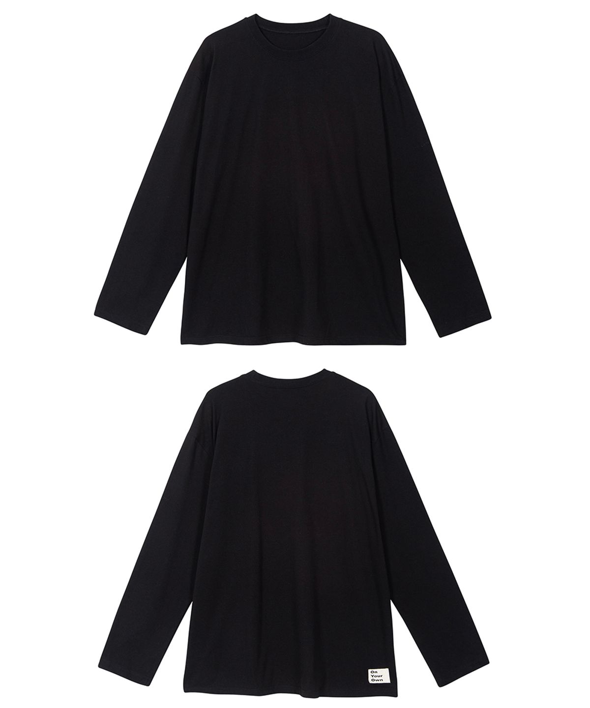 온유어오운(ONYOUROWN) UNISEX  SIDE LOGO LONG SLEEVE TEE IN BLACK