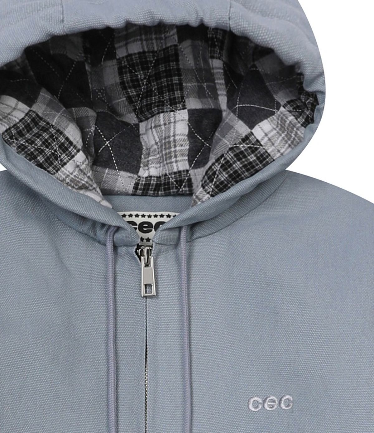 챈스챈스(CHANCECHANCE) CEC CATION OXFORD WORK ZIP-UP HOODIE(SKY BLUE)