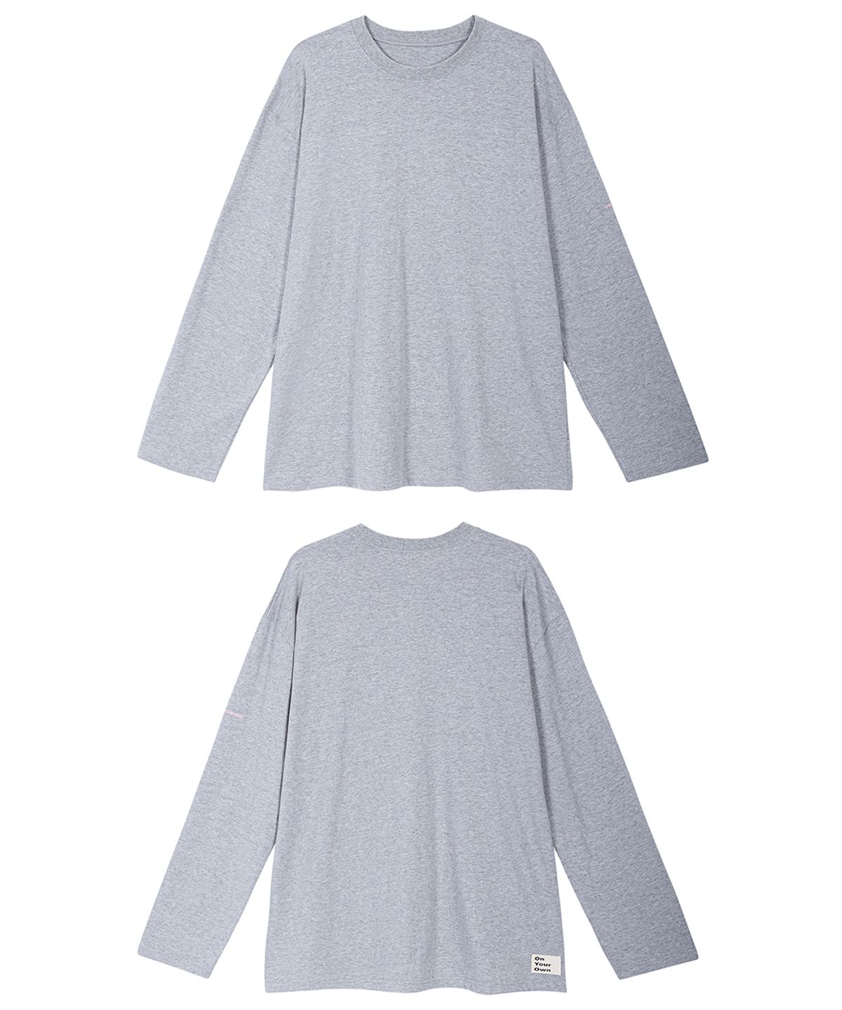 온유어오운(ONYOUROWN) UNISEX  SIDE LOGO LONG SLEEVE TEE IN GREY