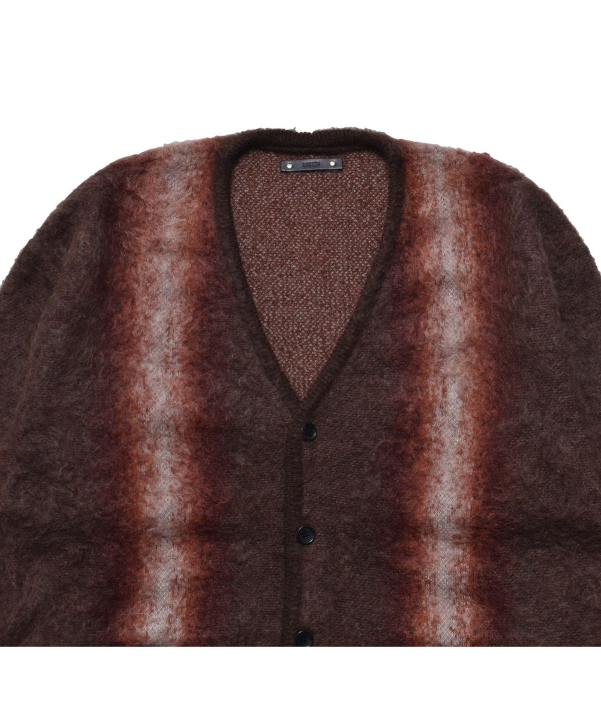 마인데님(MINEDENIM) Fuzzy Stripe Mohair Knit Cardigan - BRT