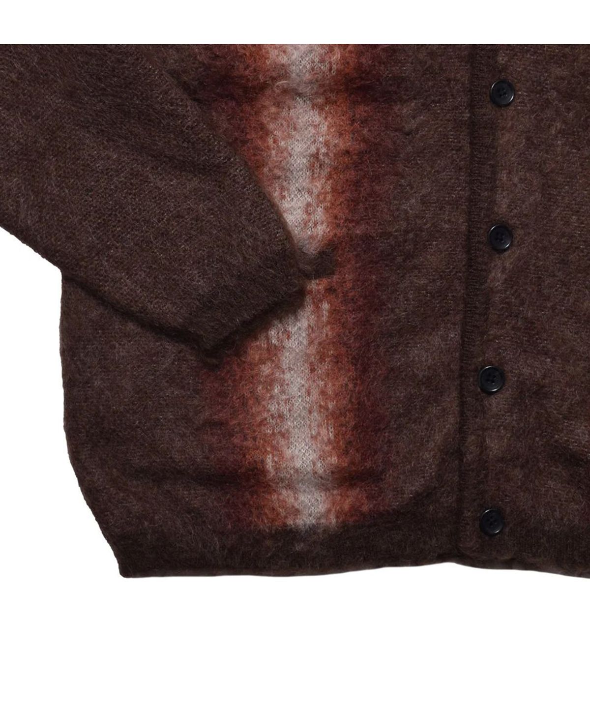 마인데님(MINEDENIM) Fuzzy Stripe Mohair Knit Cardigan - BRT