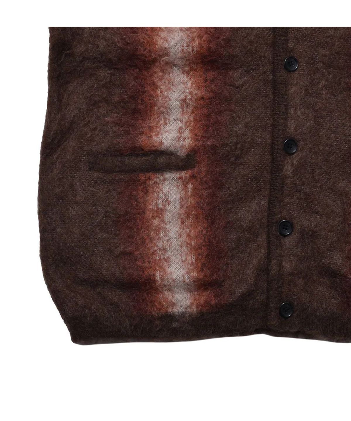 마인데님(MINEDENIM) Fuzzy Stripe Mohair Knit Cardigan - BRT