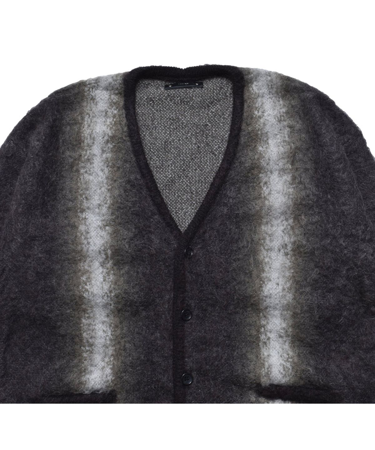 마인데님(MINEDENIM) Fuzzy Stripe Mohair Knit Cardigan - BLT