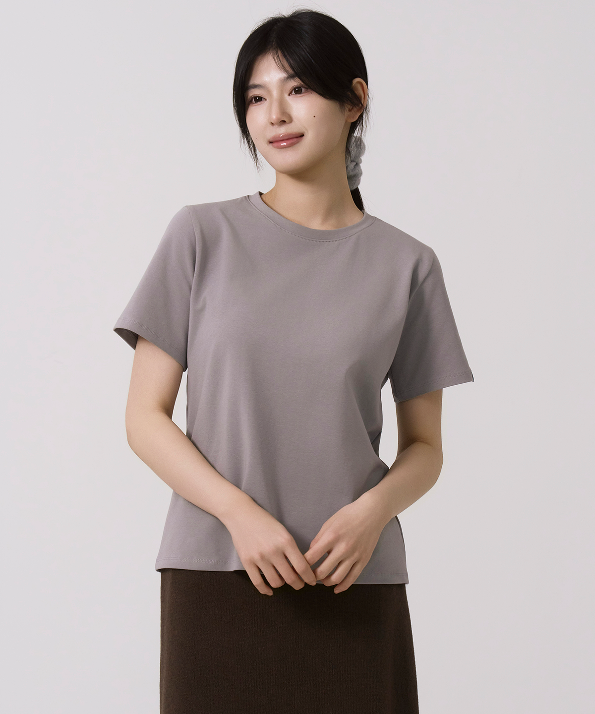 사유(SAYUU) 베이직 텐션 반팔 티셔츠 그레이