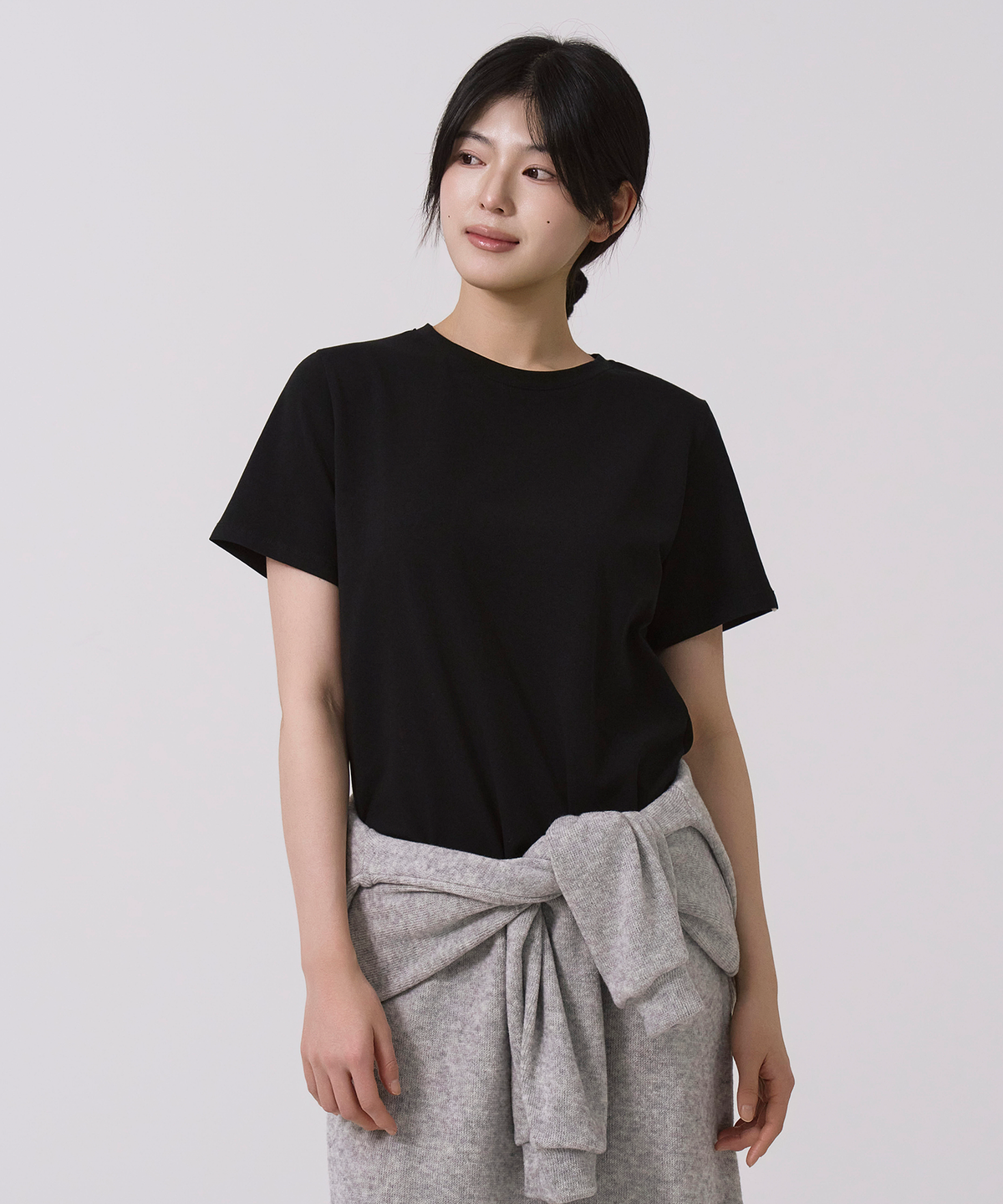 사유(SAYUU) 베이직 텐션 반팔 티셔츠 블랙