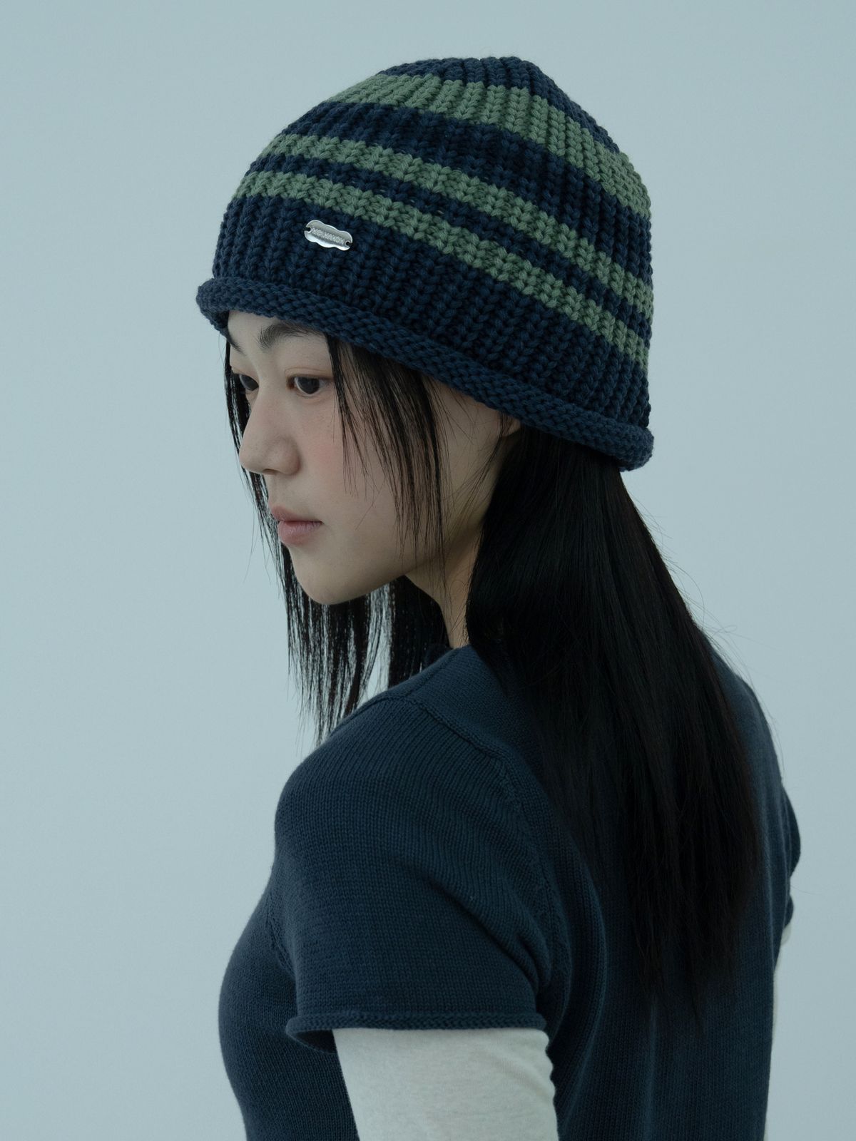 몰마농(MOLMANON) STRIPE BEANIE - NAVY