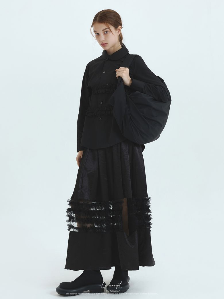 MUSINSA公式 | LECONCEPT Drape Shoulder Bag (Black)