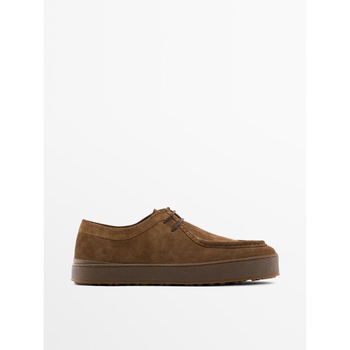 마시모두띠(MASSIMO DUTTI) 레더 발등 스티치 와이드솔 슈즈