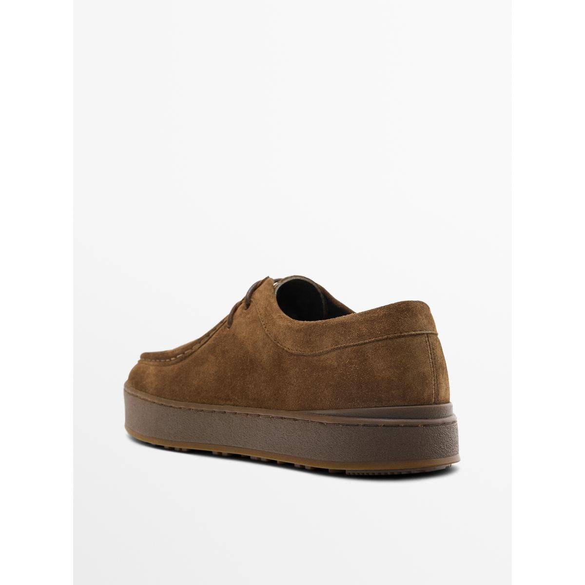 마시모두띠(MASSIMO DUTTI) 레더 발등 스티치 와이드솔 슈즈