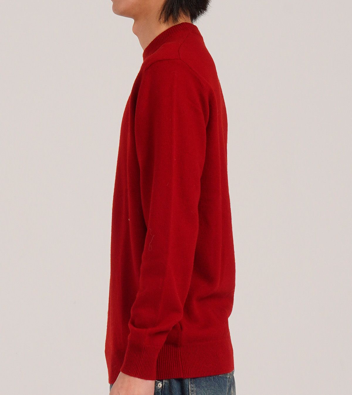 버튼서울(BUTTON SEOUL) [울90] 미니멀 크루넥 데일리 니트 (레드)