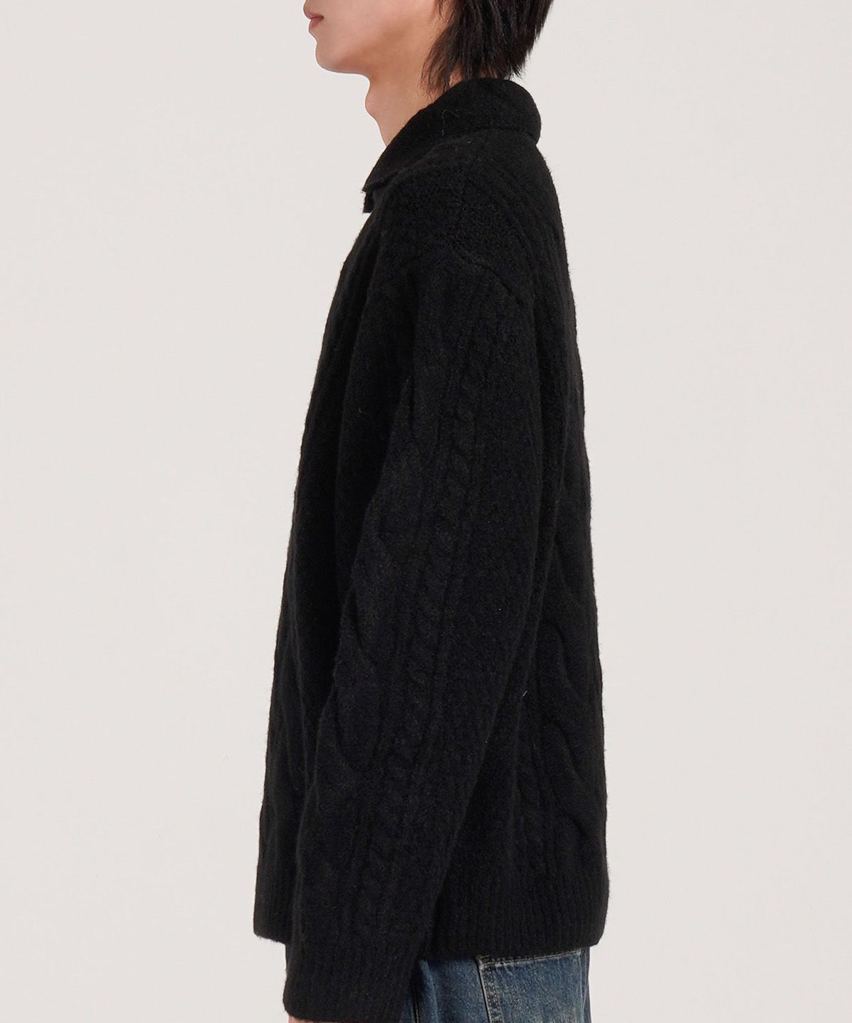 버튼서울(BUTTON SEOUL) 울블렌드 카라 클래식 소프트 니트 (블랙)