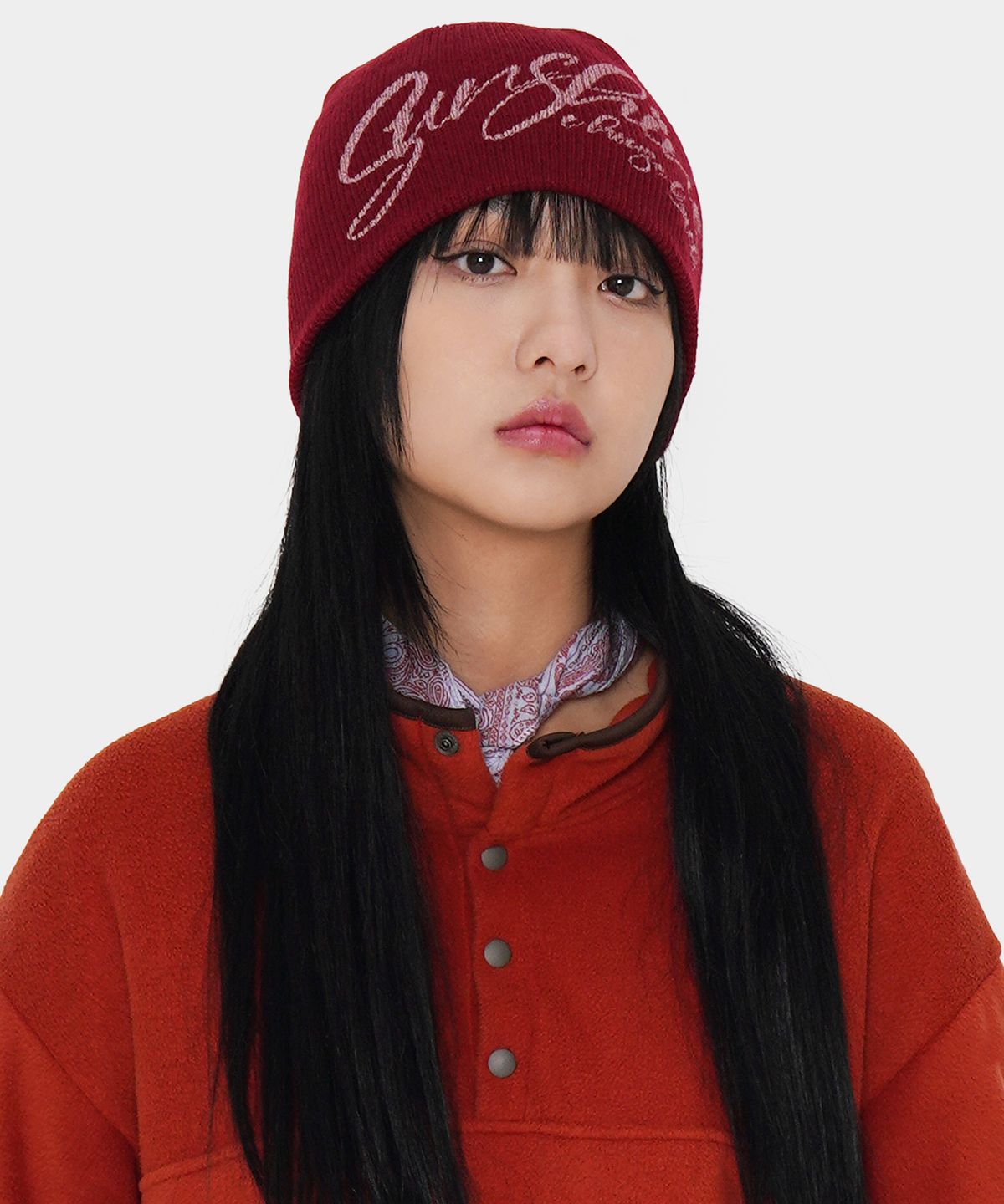 에브리시(EVERYASY) 썬샤인 로고  비니  (버건디)