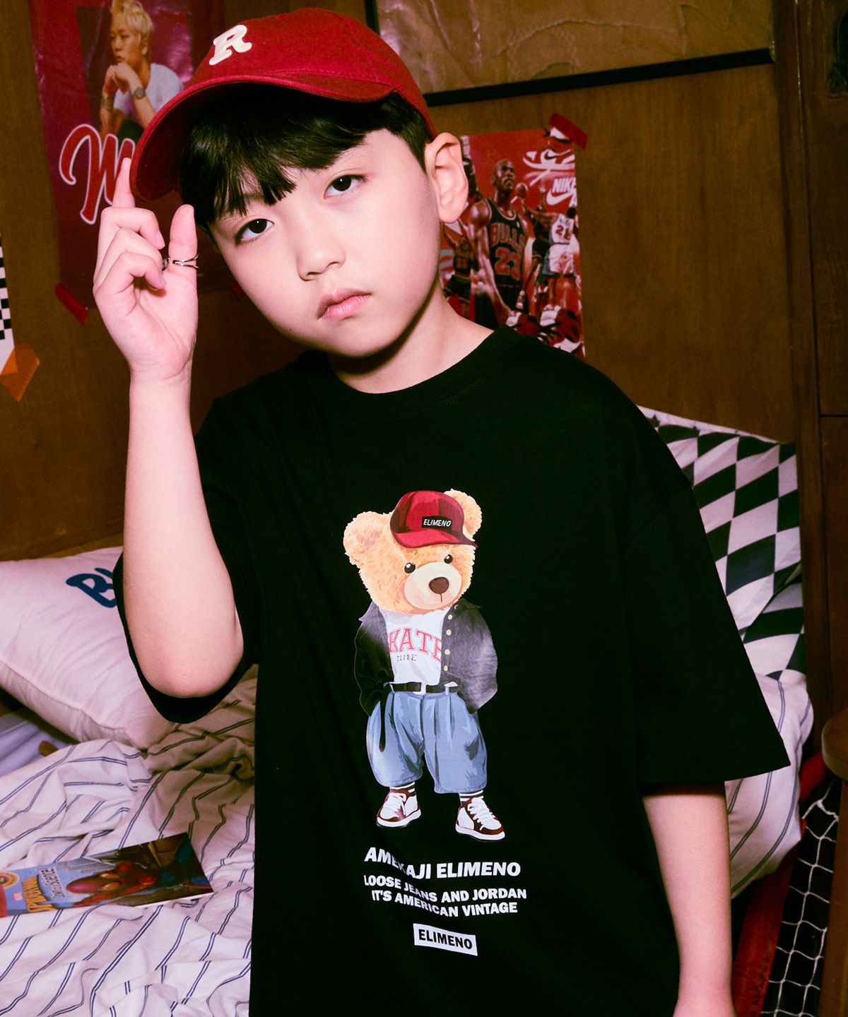 엘리메노영스터(ELIMENOYOUNGSTER) EY 아메카지 베어 키즈 반팔티 4Color