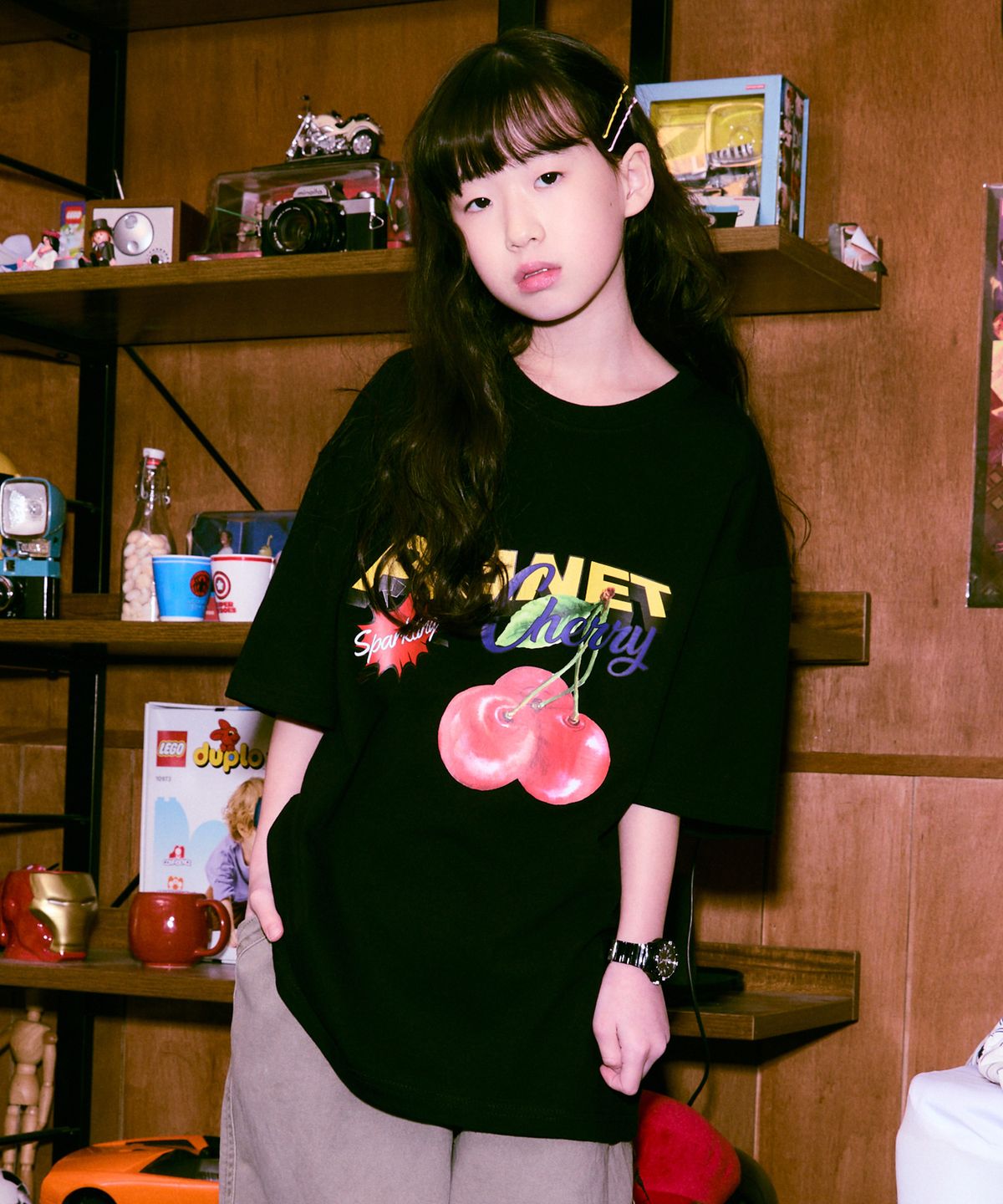 엘리메노영스터(ELIMENOYOUNGSTER) EY 플래닛 체리 키즈 반팔티 4Color