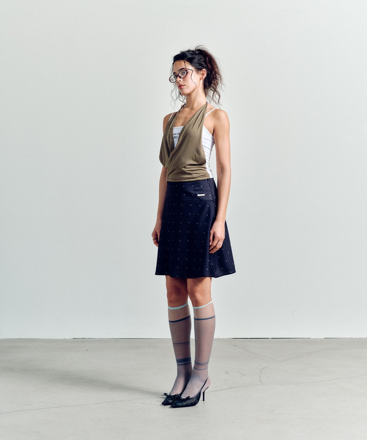 에즈이프 캘리(ASIF CALIE) CALIE LOGO STRIPE MIDI SKIRT BLACK