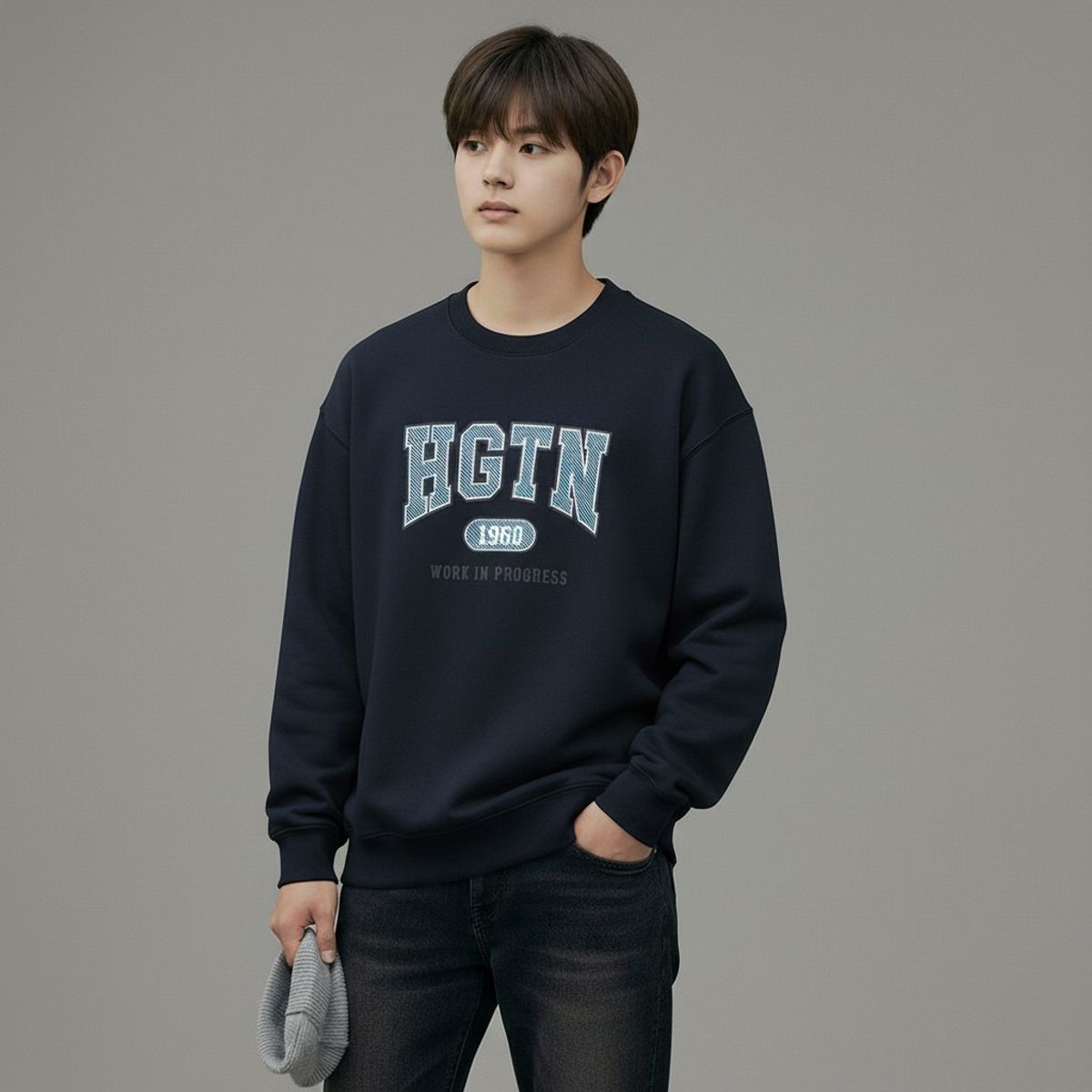 행텐 틴즈(HANGTEN TEENS) 틴즈 더블페이스 로고 레터 맨투맨_097(14560-031-207-07)