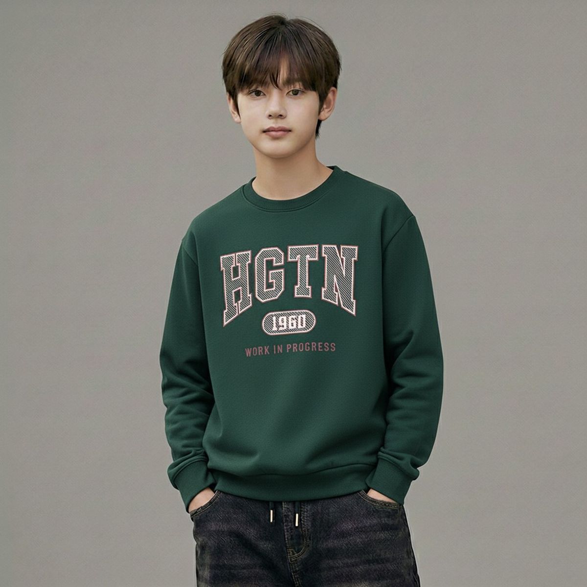 행텐 틴즈(HANGTEN TEENS) 틴즈 더블페이스 로고 레터 맨투맨_347(14560-031-207-07)