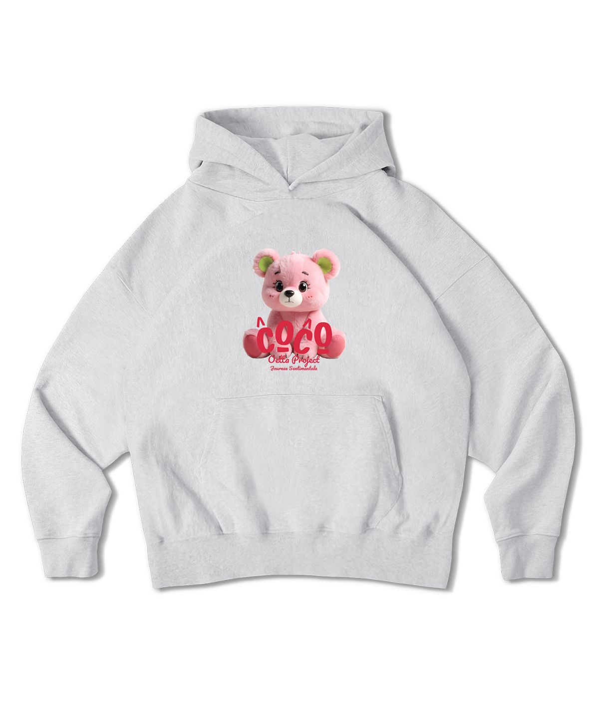 오에타(OETTA) 스마일 코코베어 더블 코튼 기모 오버핏 후드티셔츠