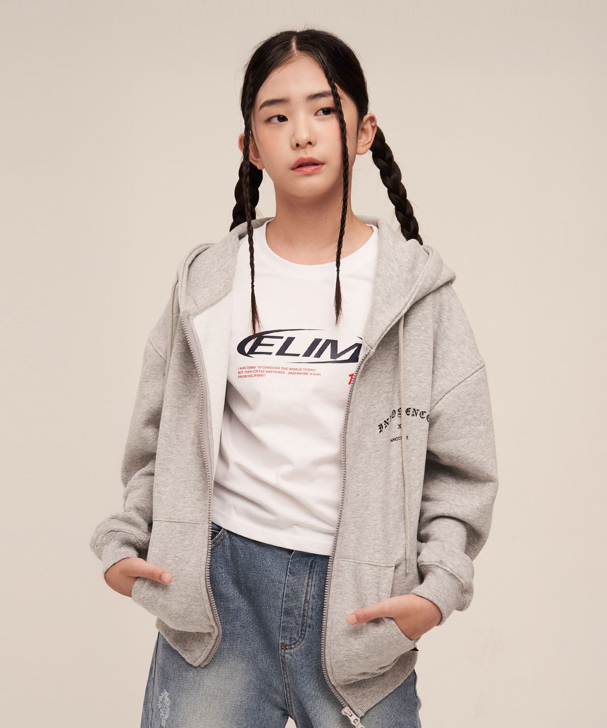 엘리메노영스터(ELIMENOYOUNGSTER) EY 이노센스 2WAY 키즈 후드집업 2Color