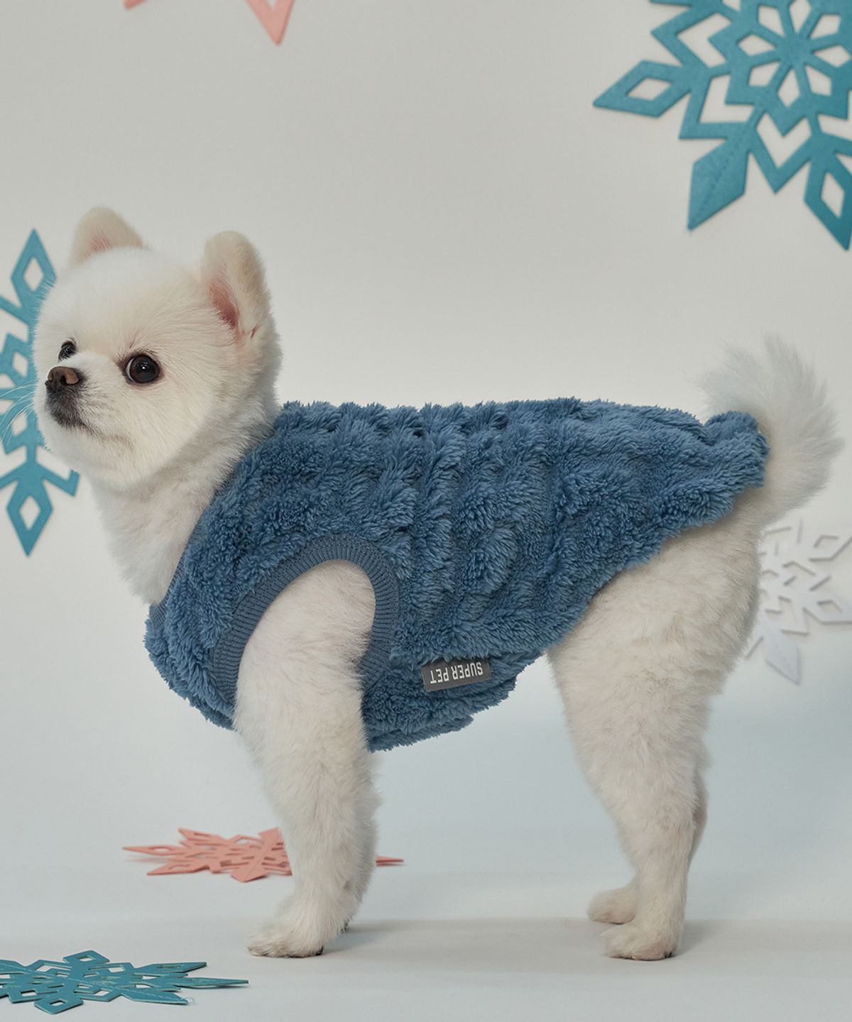 도그아이(DOGI) 강아지 양털 꽈배기티 S-5XL 로얄블루