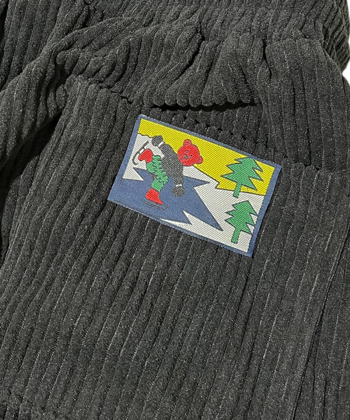 스케이터락(SK8ER ROCK) Vintage Label Corduroy Wide Pants ((black))
