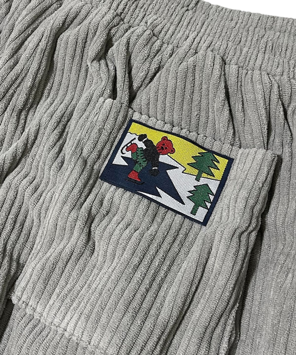 스케이터락(SK8ER ROCK) Vintage Label Corduroy Wide Pants ((gray))