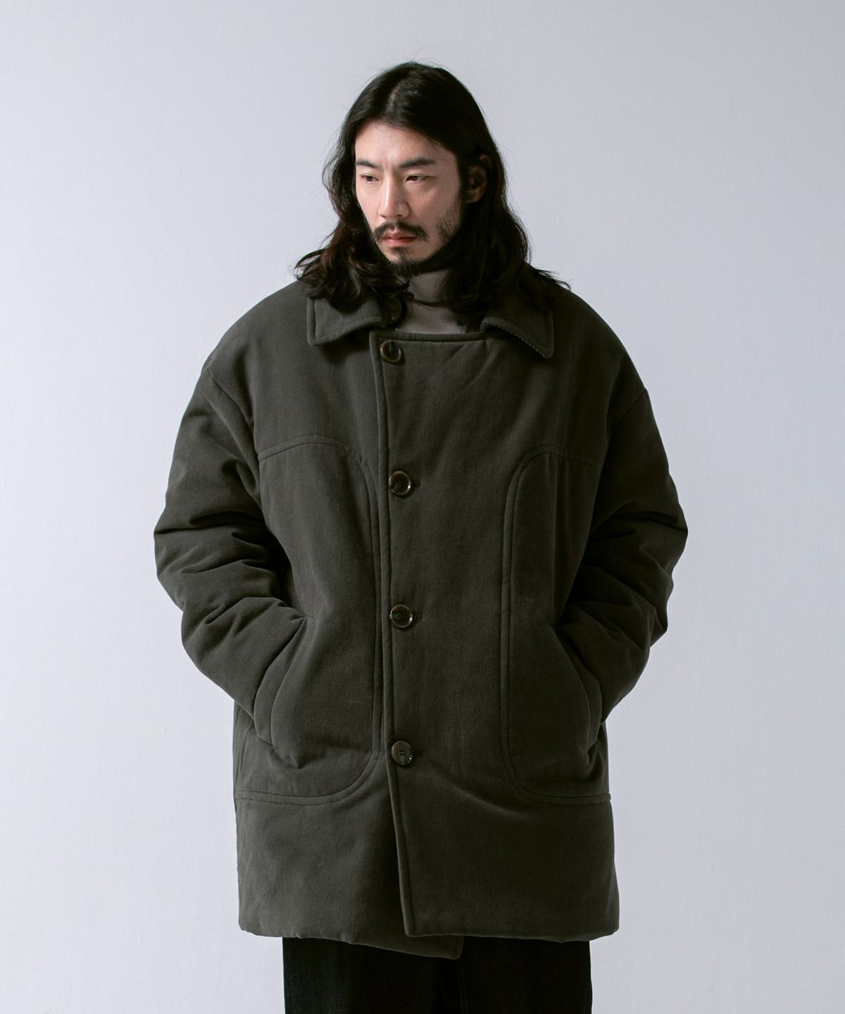 러기드하우스(RUGGED HOUSE) 히든 더블 브레스트 퀼팅 자켓 2컬러