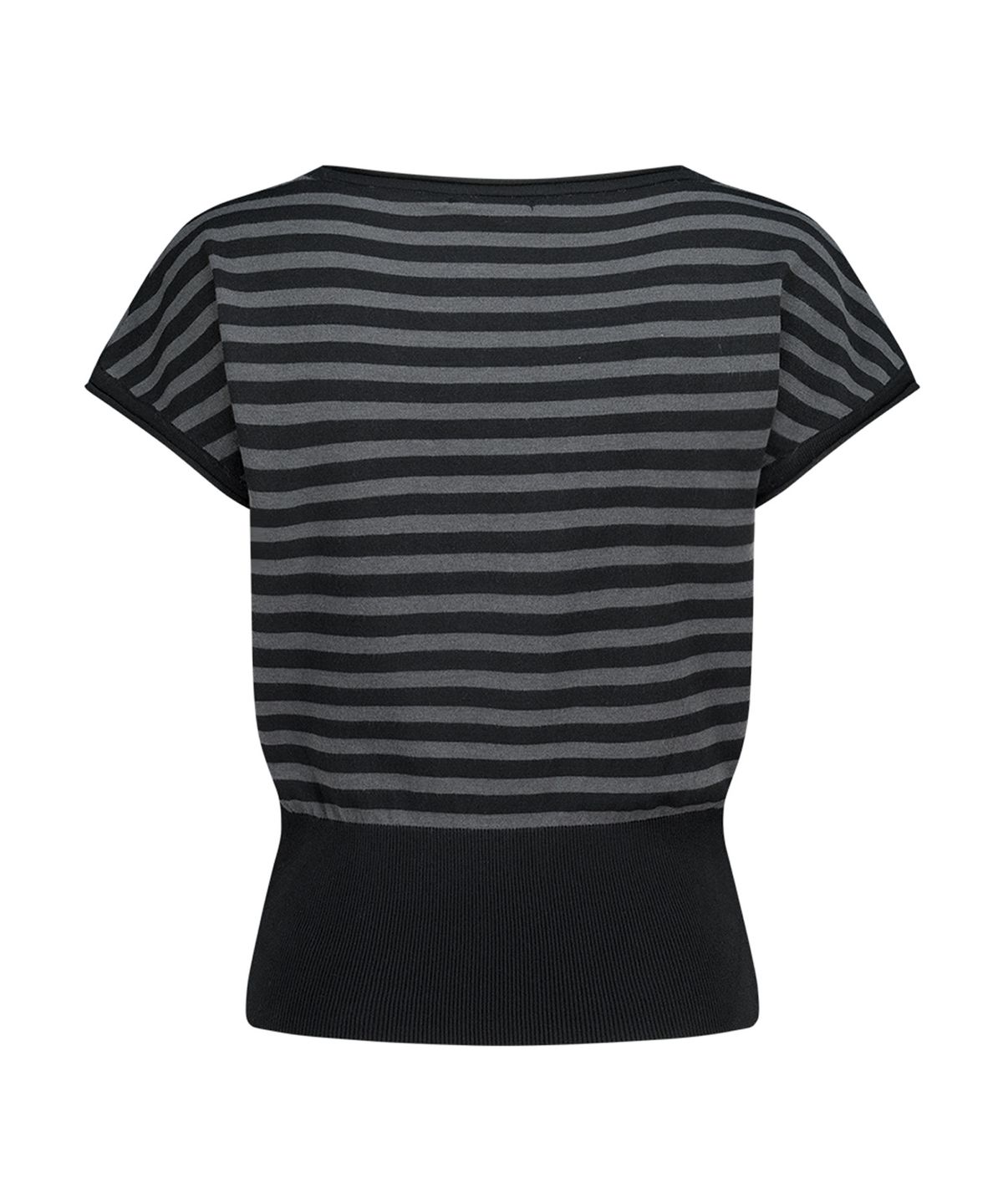 에즈이프 캘리(ASIF CALIE) STRIPE WAIST RIB KNIT TOP BLACK