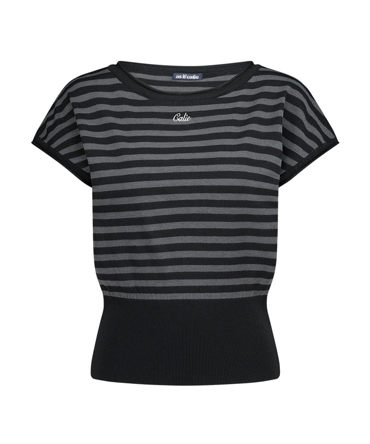 에즈이프 캘리(ASIF CALIE) STRIPE WAIST RIB KNIT TOP BLACK