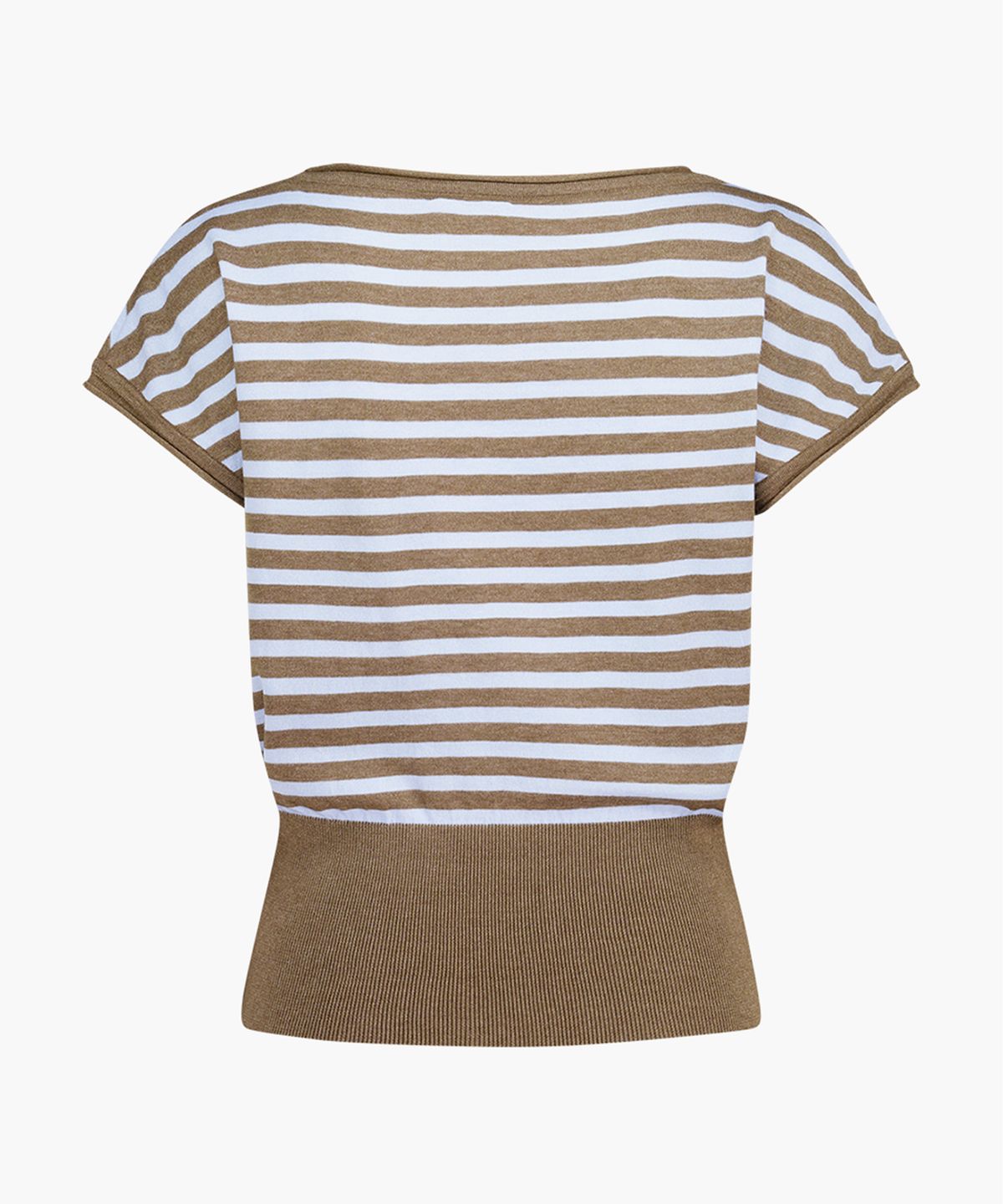 에즈이프 캘리(ASIF CALIE) STRIPE WAIST RIB KNIT TOP BROWN