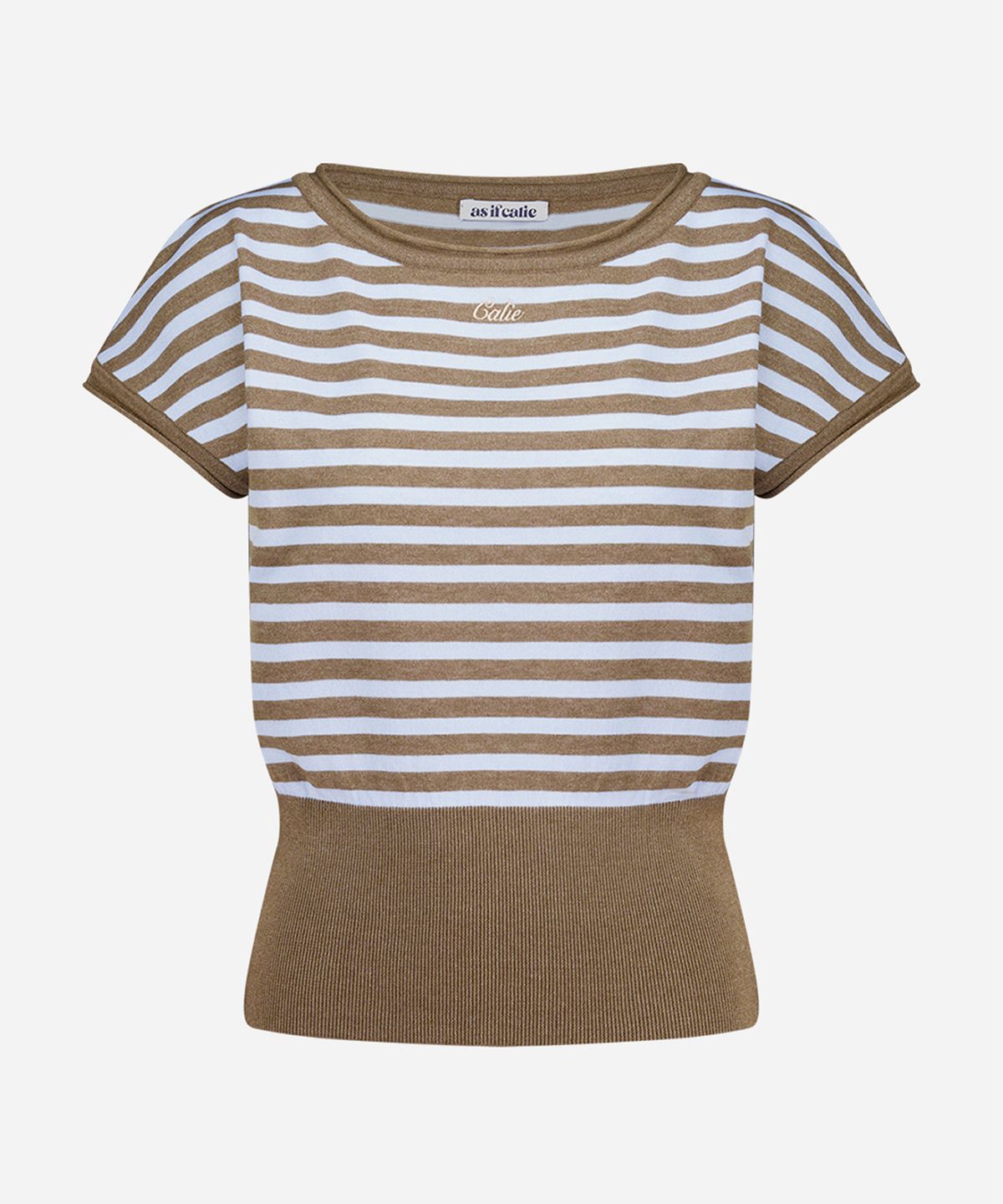 에즈이프 캘리(ASIF CALIE) STRIPE WAIST RIB KNIT TOP BROWN