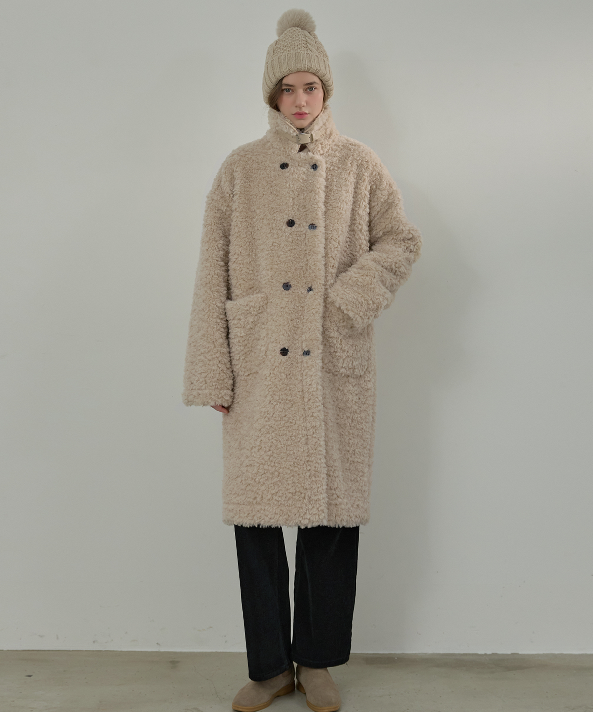 슬로우롤리(SLOWLOLLI) Moi shearing mustang coat - Beige