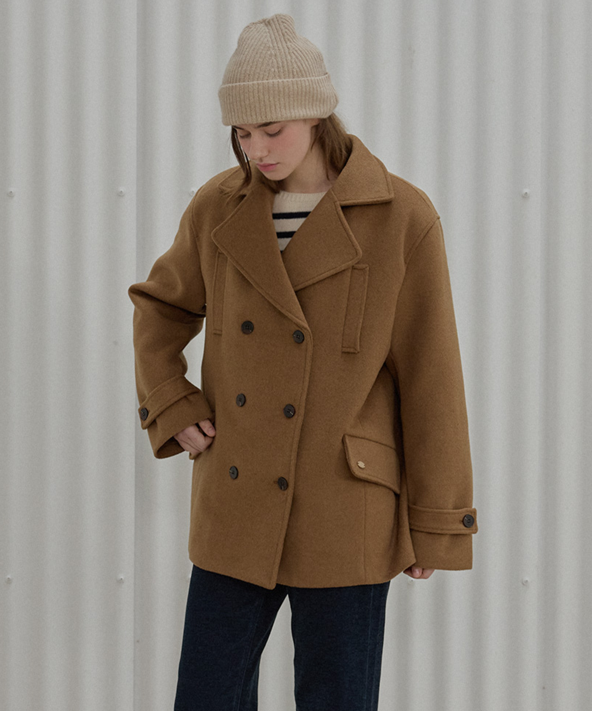 슬로우롤리(SLOWLOLLI) [누빔ver.] Soft harbor half coat - Camel