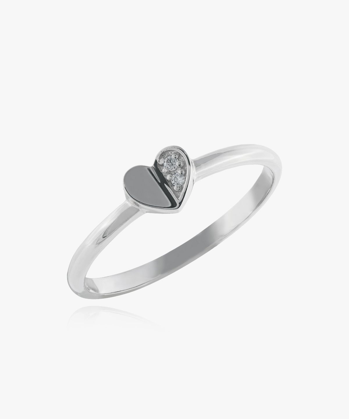 엘렌쥬얼리(HELENE JEWELRY) Silver 925 하프 하트 큐빅 미스 링 반지