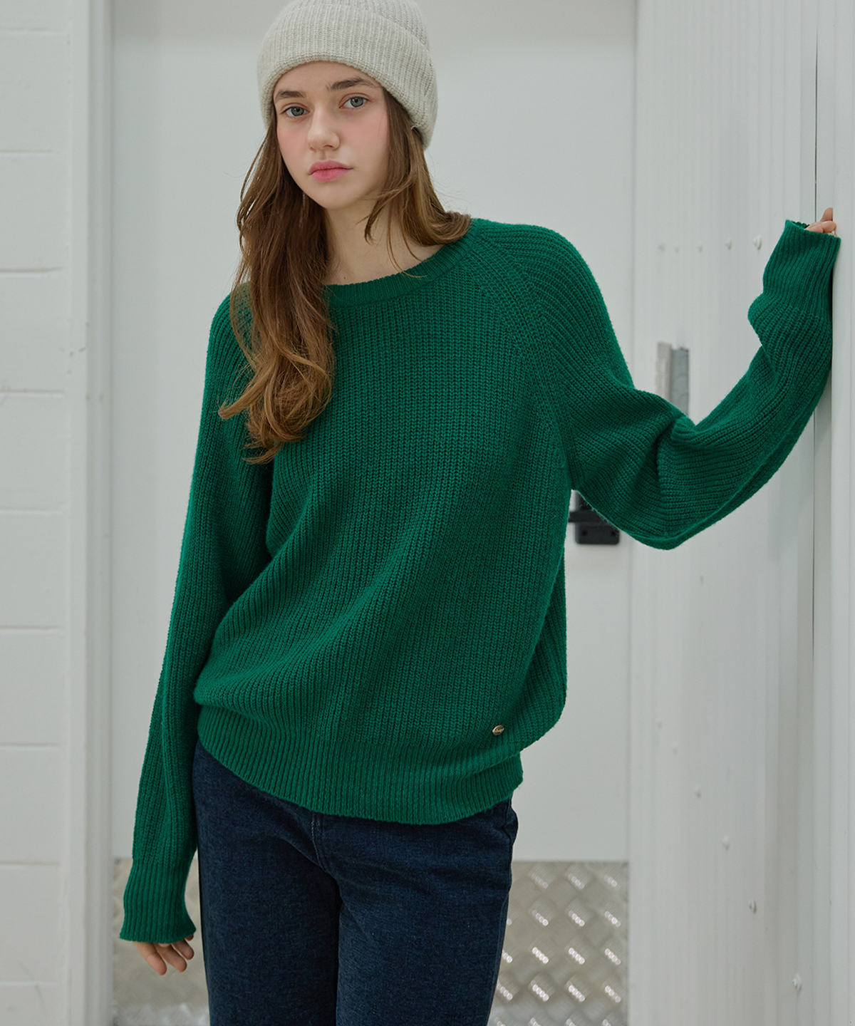 슬로우롤리(SLOWLOLLI) Glan crew-neck knit_6 Colors