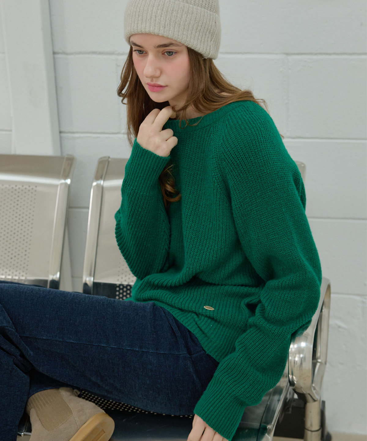 슬로우롤리(SLOWLOLLI) Glan crew-neck knit_6 Colors