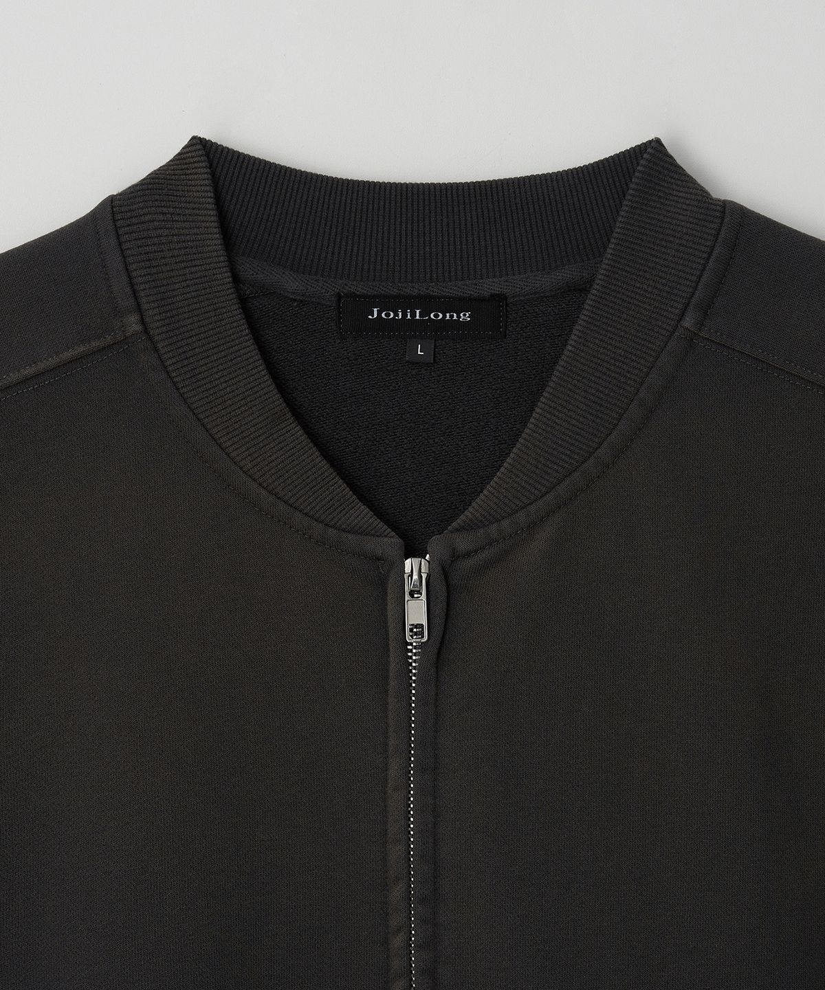 조질롱(JOJILONG) JN341 Washed Zip-Up Sweat Cardigan - CHARCOAL