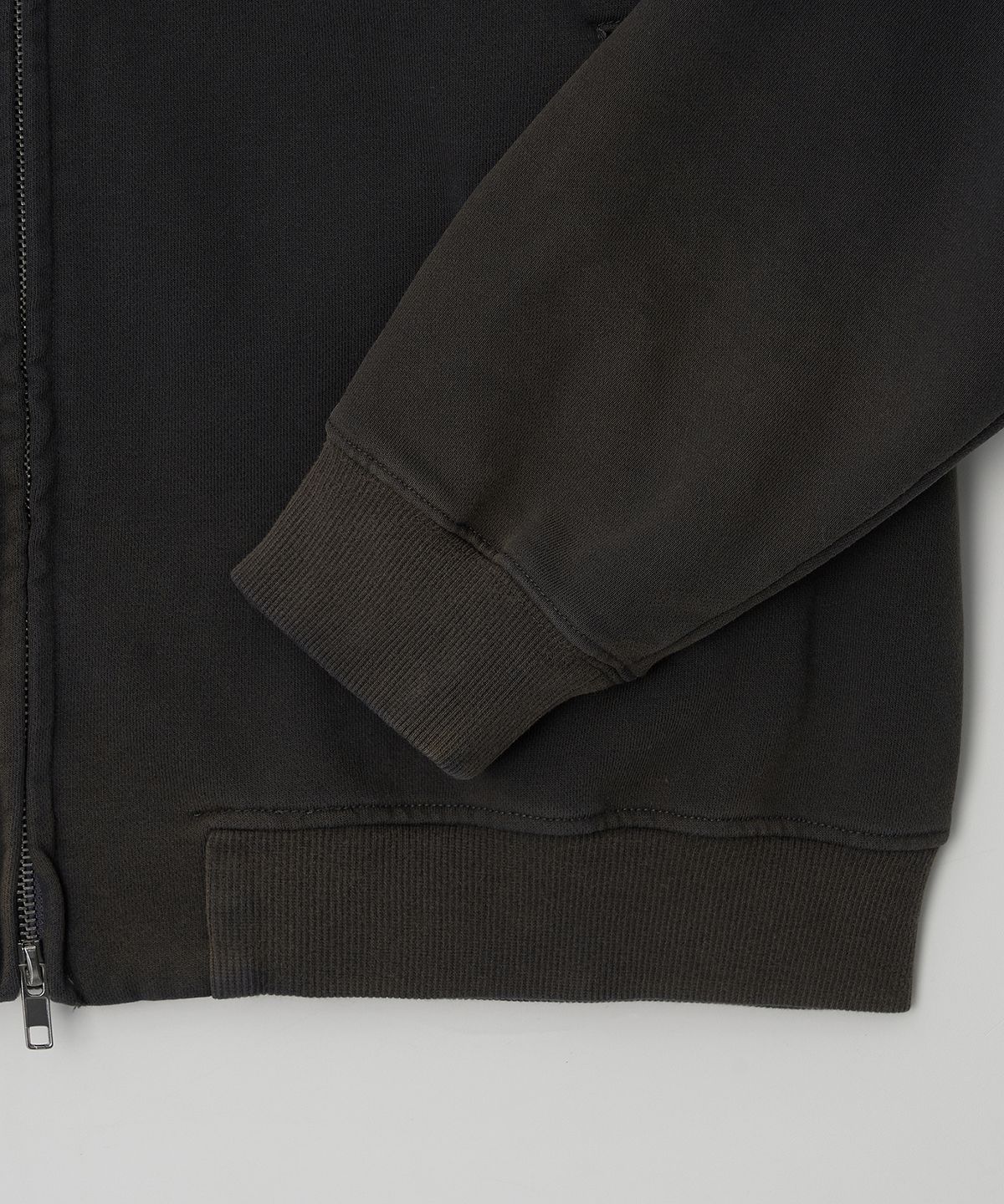 조질롱(JOJILONG) JN341 Washed Zip-Up Sweat Cardigan - CHARCOAL