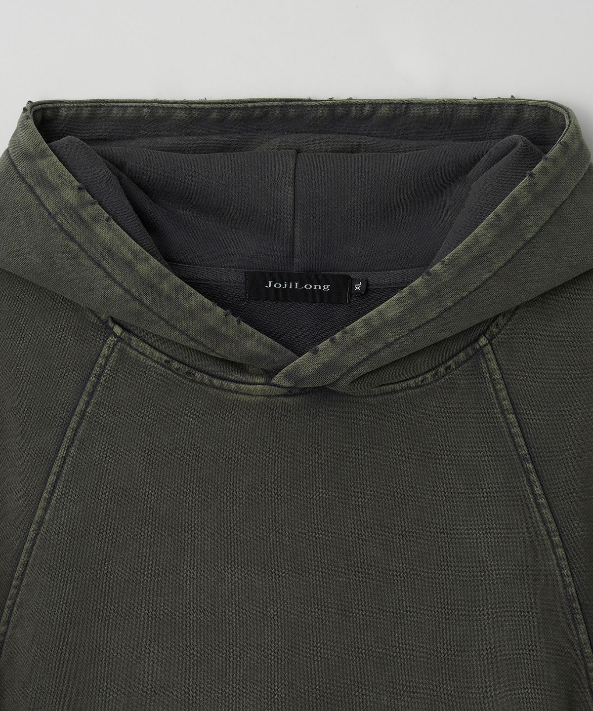 조질롱(JOJILONG) JN342 Vintage Washed Crop Hoodie - GREY