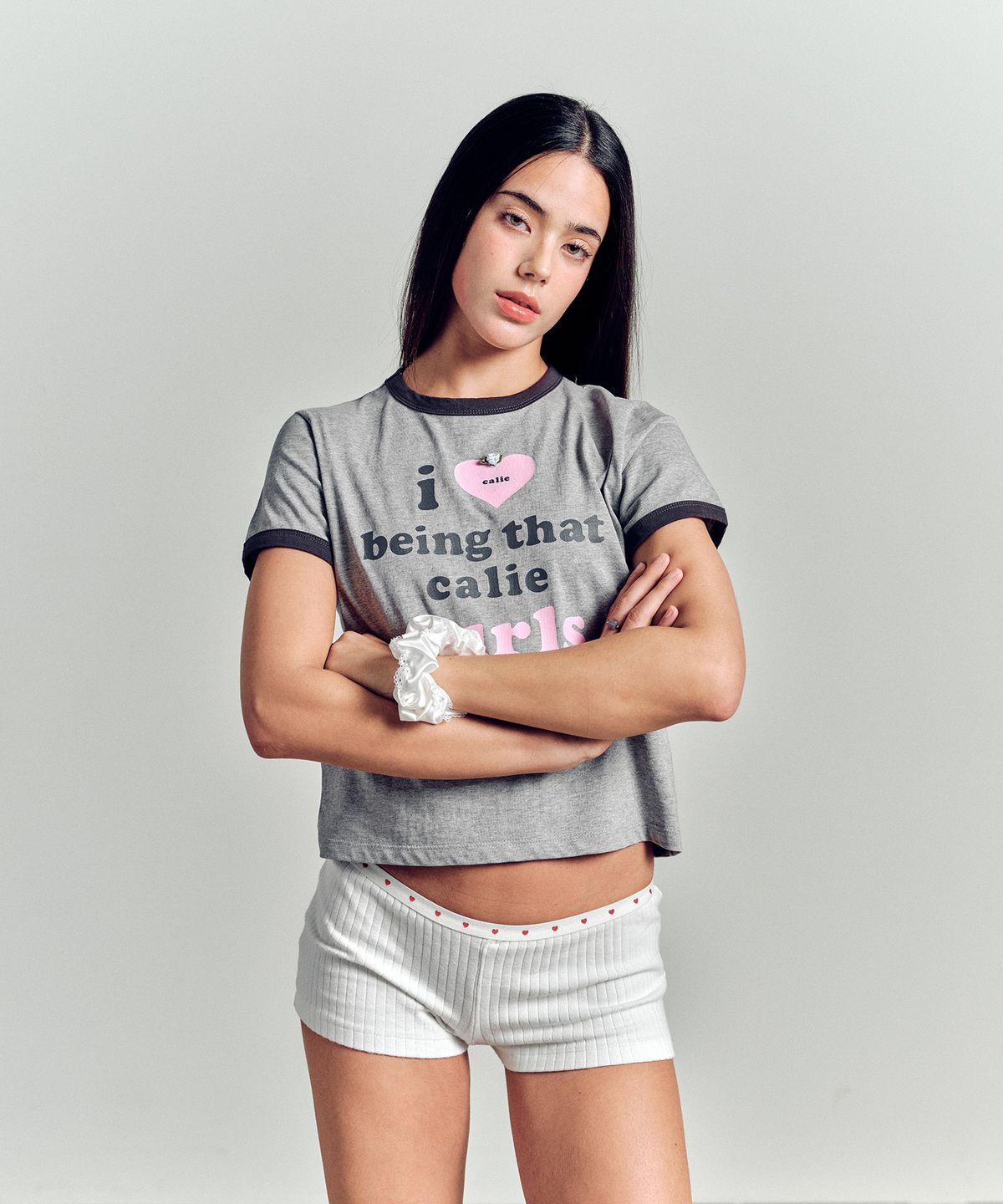 에즈이프 캘리(ASIF CALIE) NEW GURLS RINGER T-SHIRT MELANGEGRAY