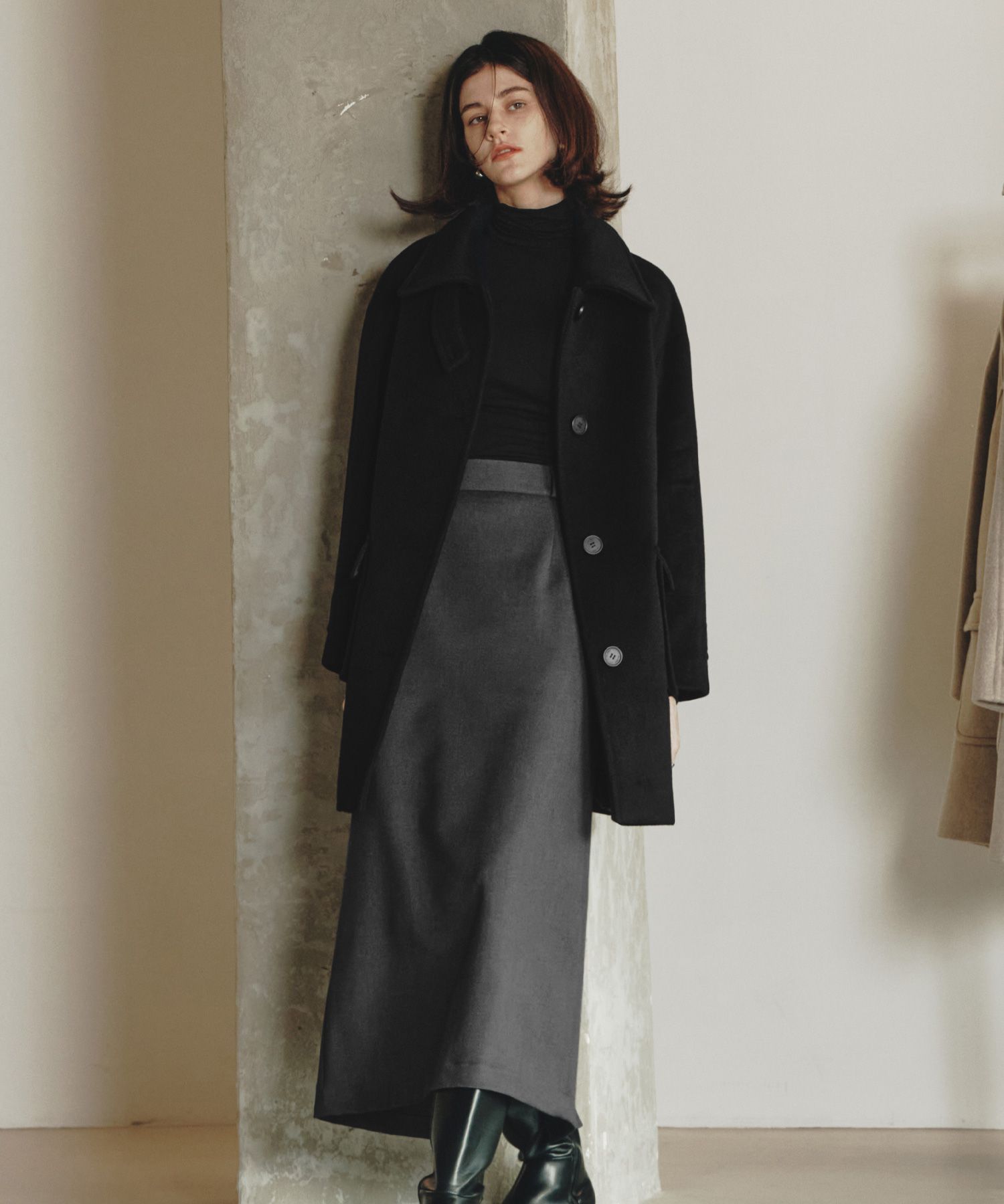 MUSINSA公式 | ZERO STREET ルゼロ カシミヤ ハイネックコート / ブラック