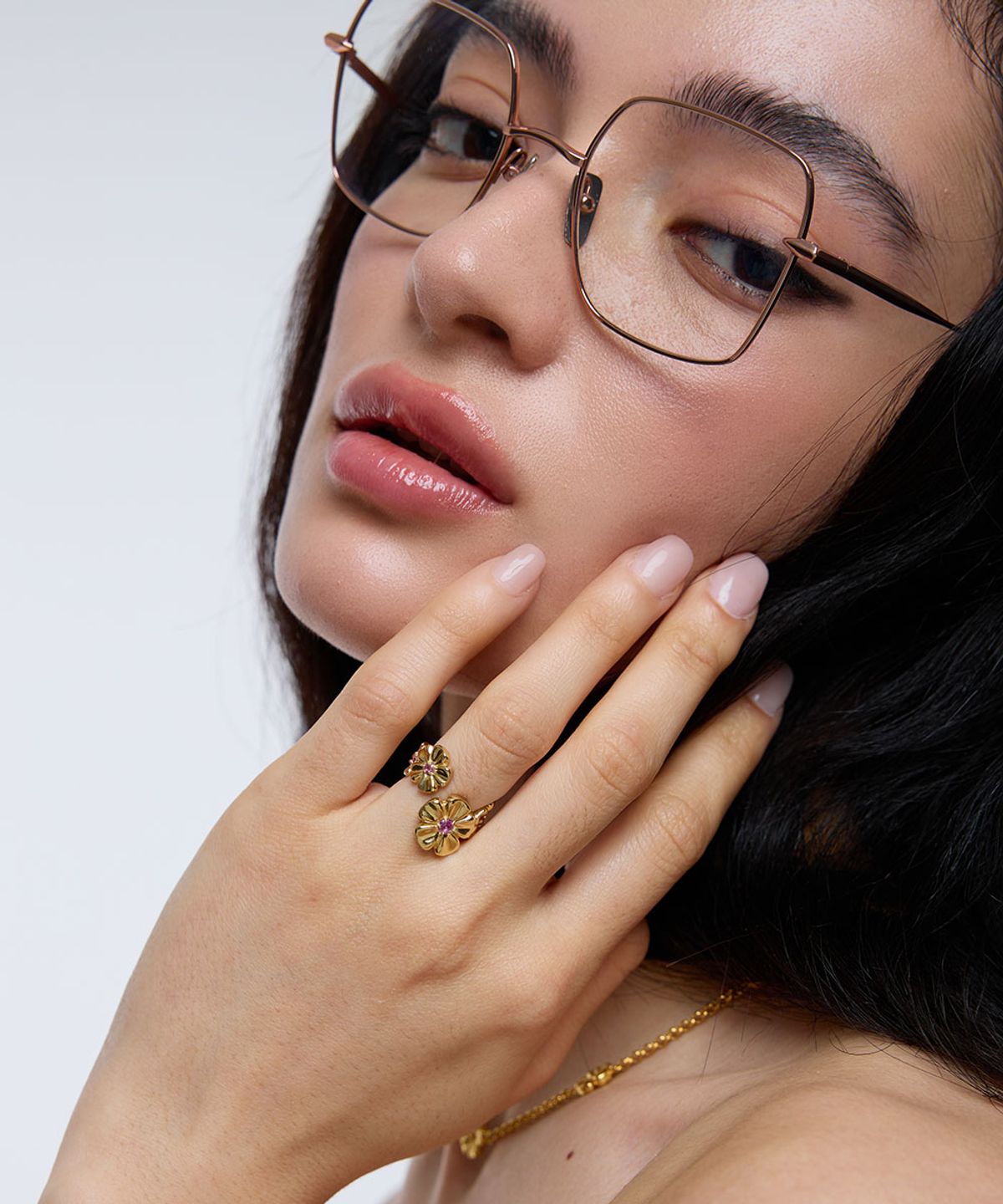 그라스마티네(GRASSE MATINEE) Cherry Blossom Open Ring Silver