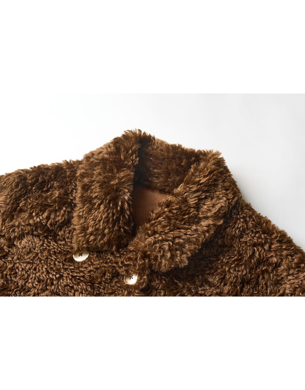 트위디아(TWEEDY-A) Melissa Teddy Bear Double Button Fur Shearling Midi coat Brown