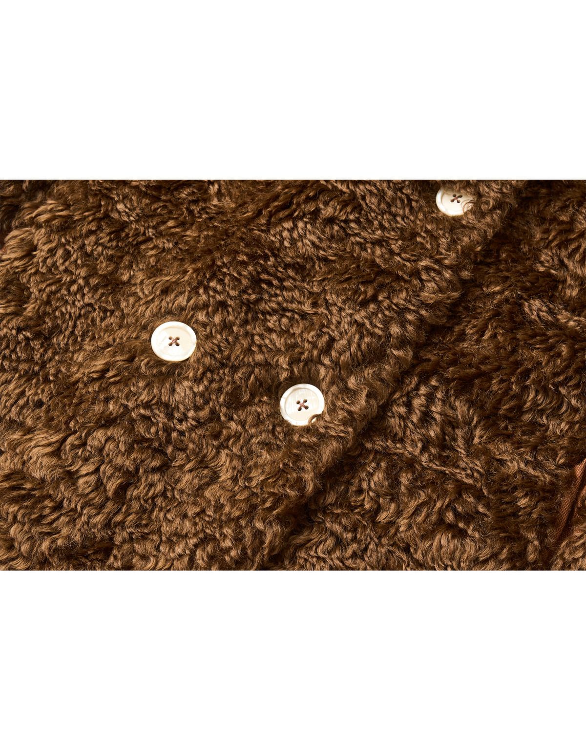 트위디아(TWEEDY-A) Melissa Teddy Bear Double Button Fur Shearling Midi coat Brown