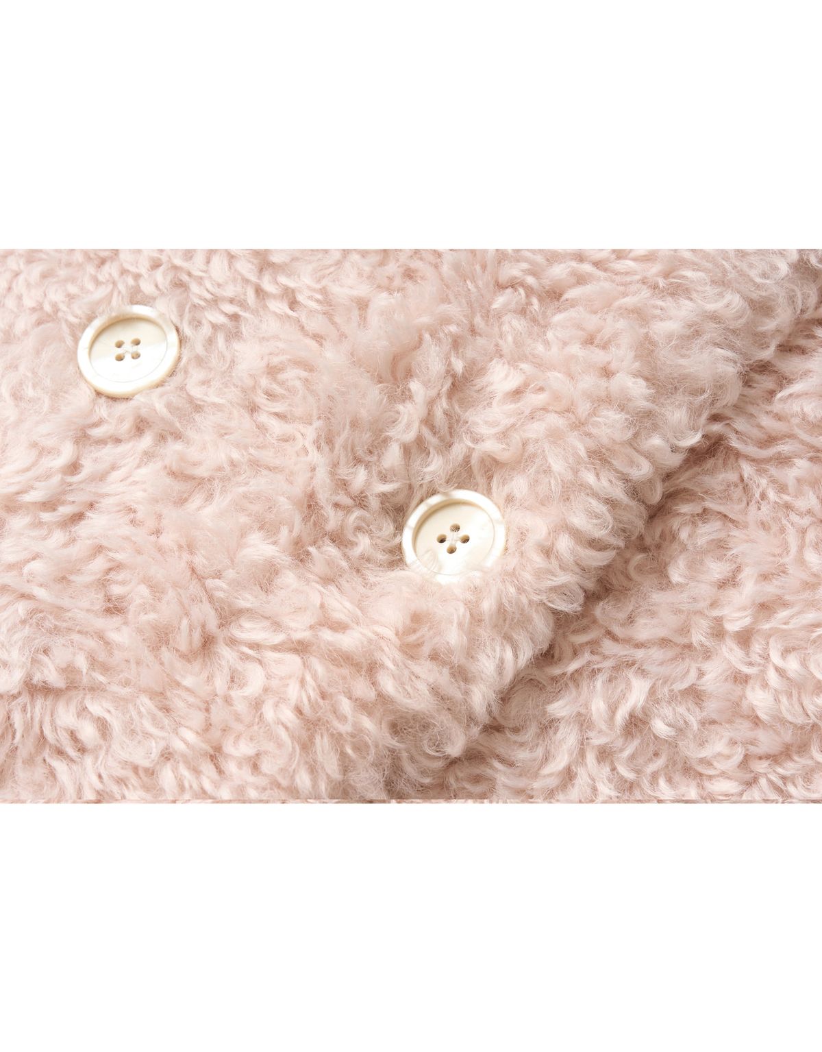 트위디아(TWEEDY-A) Melissa Teddy Bear Double Button Fur Shearling Midi coat Baby Pink