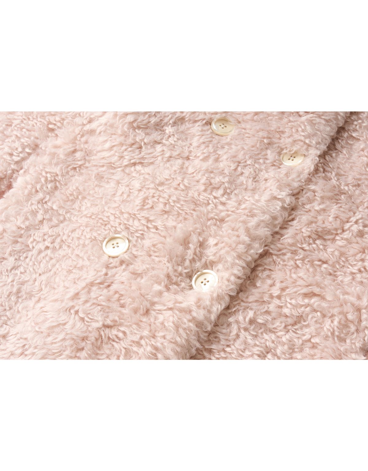 트위디아(TWEEDY-A) Melissa Teddy Bear Double Button Fur Shearling Midi coat Baby Pink